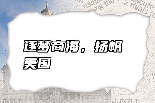 逐梦商海，扬帆美国