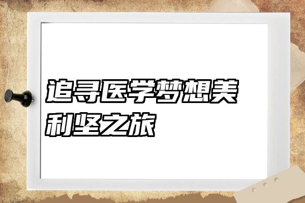 追寻医学梦想美利坚之旅